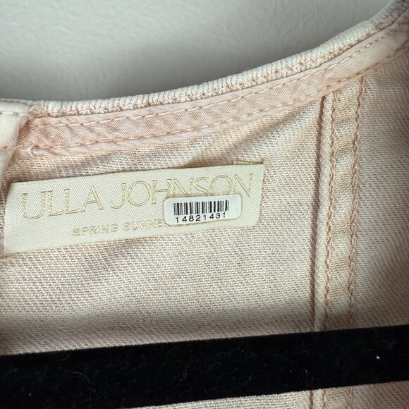 Ulla Johnson Renee Puff Sleeve Crop Top Pink Linen Blend Blouse Women’s Size 10 - Picture 9 of 12